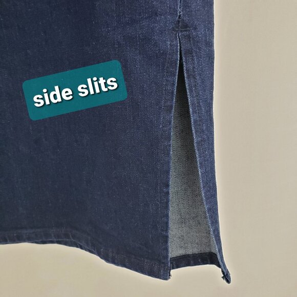 Eloquii Elements Denim Skirt Size 20 Blue Button-Front Pockets Side Slit - Picture 3 of 7